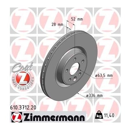 Zimmermann Brake Disc - Standard/Coated, 610371220 610371220